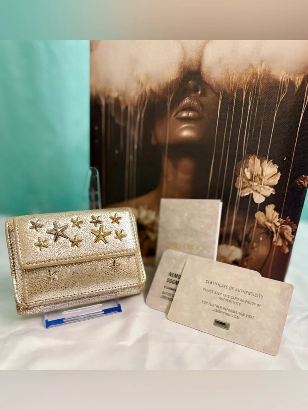 EUC - Jimmy Choo Nemo Star-Studded Trifold Wallet - Full Set - Picture 4 of 13